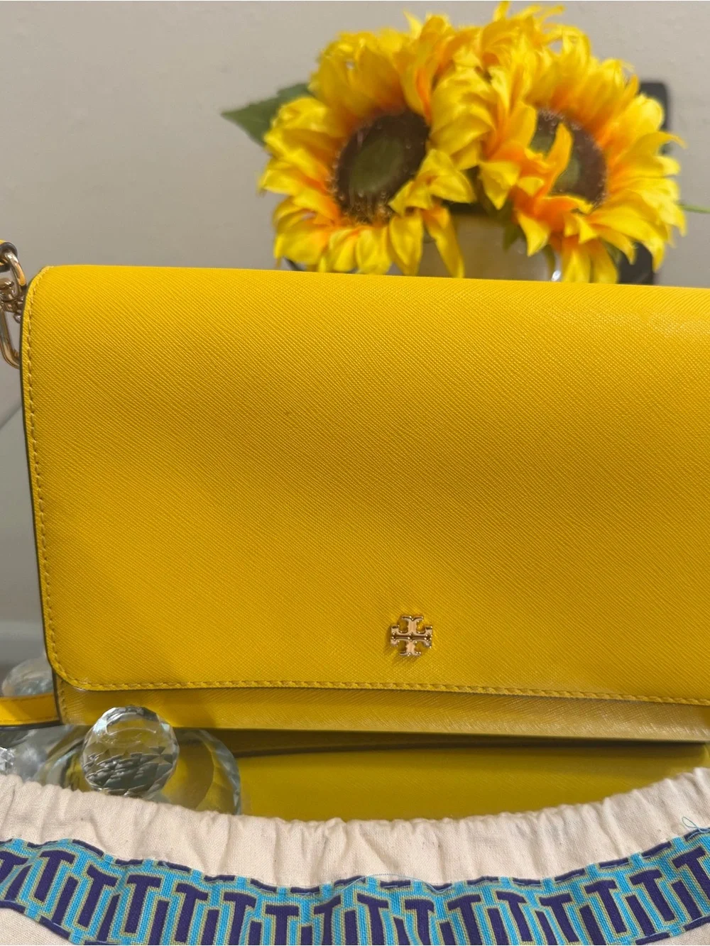 Tory Burch Bright Yellow Saffiano Crossbody Bag